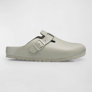 NEW Birkenstock BOSTON EXQUISITE Leather Mineral Gray CLogs 39 Womens 8